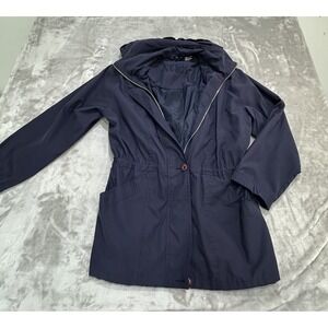 Aeros Jacket Women's‎ Size Small Blue Detachable Hood Lined Zipper Button EUC